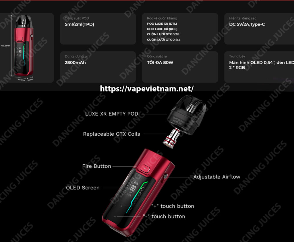 Vaporesso Luxe XR Max Pod Mod: Su Ket Hop Hoan Hao Giua Tham My Va Cong Nghe Phone: 0971.829.269