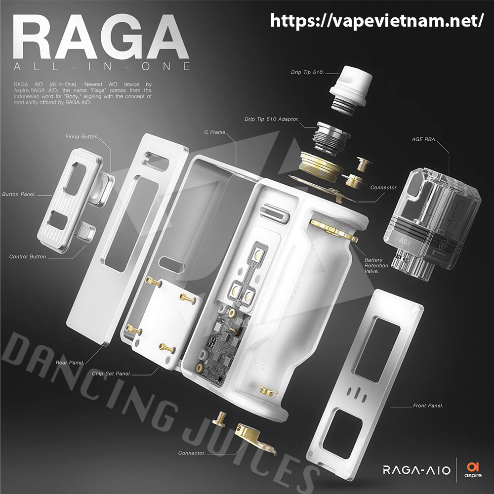 Aspire RAGA AIO - Thiet Bi Pod System Chinh Hang Phone: 0971.829.269